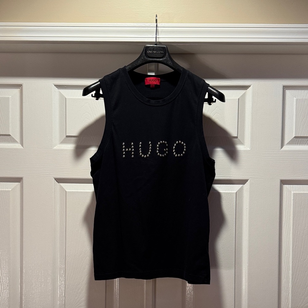 HUGO Black Studded Logo Tank